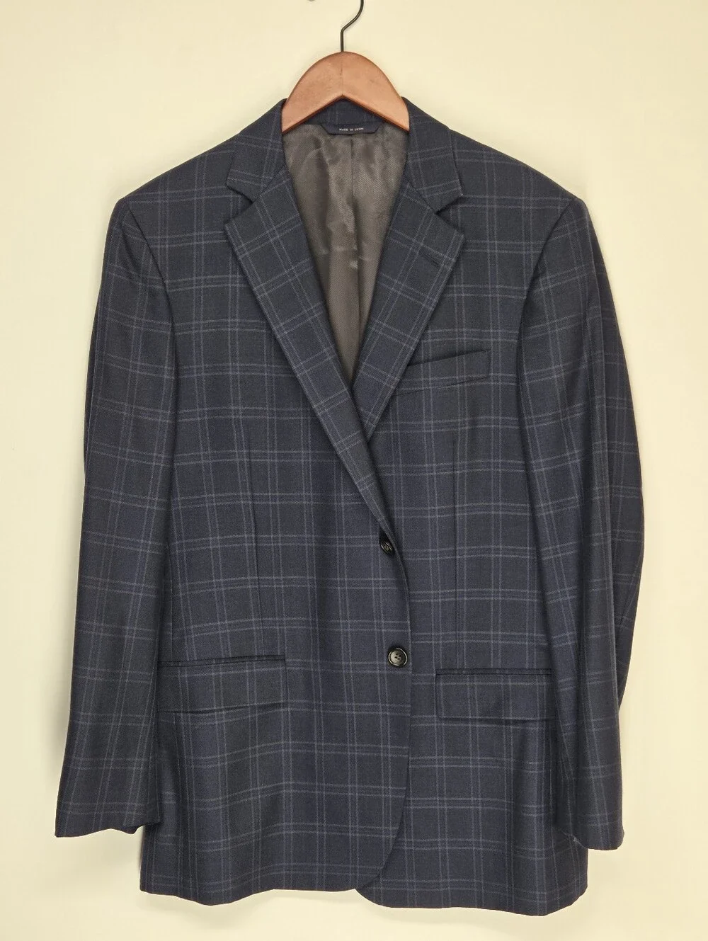 Brooks Brothers 1818 Fitzgerald Navy Windowpane Silk Wool Sport Coat 41R